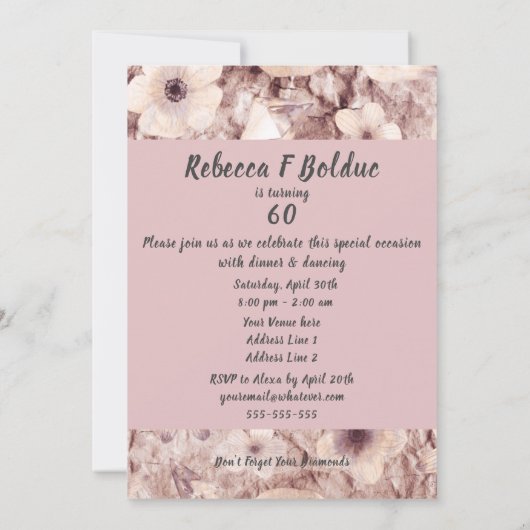 Elke zondag roze Rose Gold Diamond Bow Kaart (Achterkant)