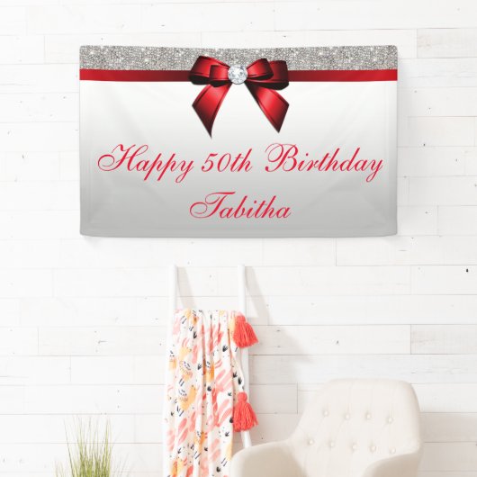 Elke zondag van de Age Red Bow Silver Sequins Spandoek (Insitu)