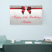 Elke zondag van de Age Red Bow Silver Sequins Spandoek (Beurs)