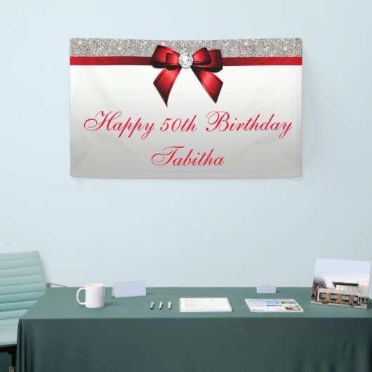 Elke zondag van de Age Red Bow Silver Sequins Spandoek (Beurs)