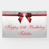 Elke zondag van de Age Red Bow Silver Sequins Spandoek (Horizontaal)