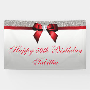 Elke zondag van de Age Red Bow Silver Sequins Spandoek