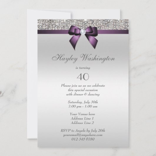 Elke zondag van de dag van de Silver Sequin Paarse Kaart (Achterkant)