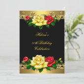 Elke zondag van de Elegant Red Gold Rozen 3 Kaart (Staand voorkant)