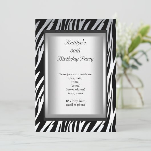 Elke zondag van de zwarte witte Zebra Kaart (Staand voorkant)