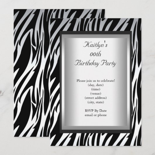 Elke zondag van de zwarte witte Zebra Kaart (Voorkant / Achterkant)