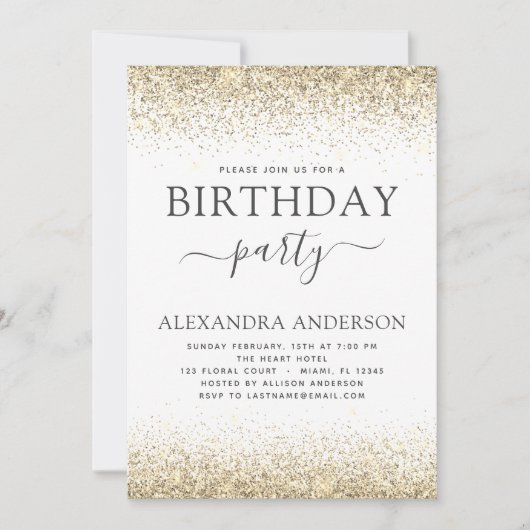 Elke zondag Wit goud Glitter Moderne Kaart (Voorkant)