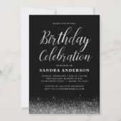 Elke zondag zilver zwarte moderne glitter kaart (Voorkant)