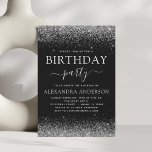 Elke zondag zilver zwarte moderne glitter kaart<br><div class="desc">Silver en Black Glitter Custom Any Age (13th, 16th, 18th, 21th, 30th, 40th, 50th, 60th) Adult Birthday Party Invitation. Dit is de perfecte (dertien, zestien, achttien, eenentwintig, dertig, veertig, vijftig of zestig) Fun en Trendy Birthday Uitnodiging voor een Moderne Elegant Sparkle Girly Birthday Party. Neem contact op met de ontwerper...</div>