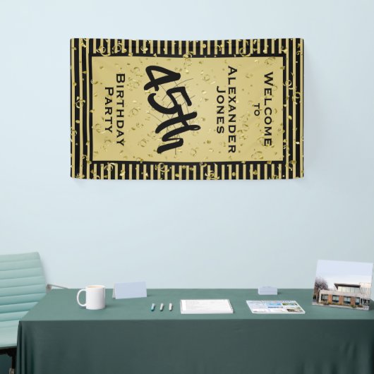 Elke zondag - Zwarte en gouden strepen Spandoek (Beurs)