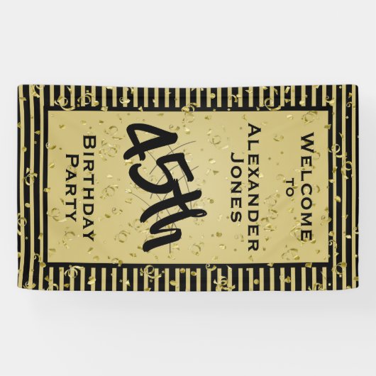 Elke zondag - Zwarte en gouden strepen Spandoek (Horizontaal)