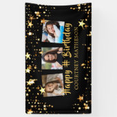 Elke zondag zwarte gouden sterren Foto naam Spandoek (Verticaal)