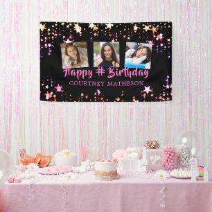 Elke zondag zwarte roze stembanden Foto naam Spandoek