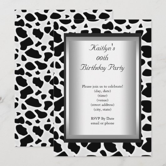 Elke zondag Zwarte Witte Koe Dierenhuid Kaart (Voorkant / Achterkant)