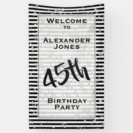 Elke zondag - zwarte/witte strepen spandoek (Verticaal)