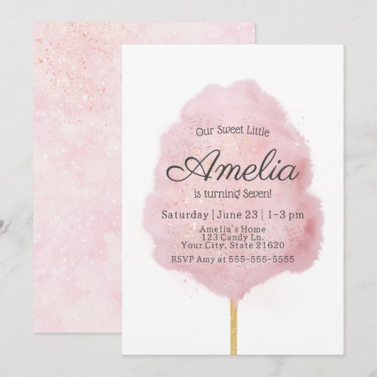 Elke zonneschijnroze glazen katoenen Snoep Kaart (Voorkant / Achterkant)