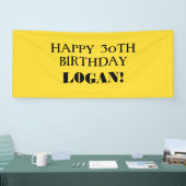 Elke zonnige gele zwarte, aangename verjaardagstan spandoek (Beurs)