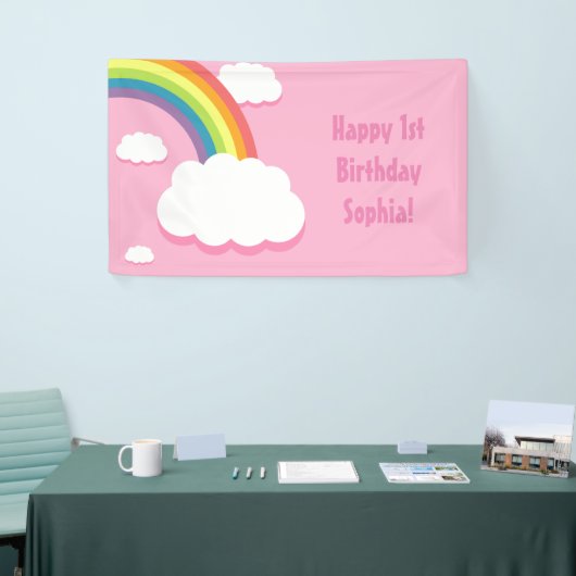 Elke zonnige roze regenboogwolk - zondagse banner (Beurs)