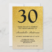 Elke zwarte goudglitter Sparkle Ombre Birthday Kaart (Voorkant)