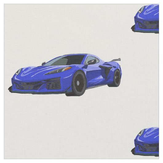 Elkhart Blue C8 Corvette Hand getrokken schets sto Stof (Close Up)
