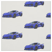 Elkhart Blue C8 Corvette Hand getrokken schets sto Stof (Swatch)