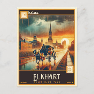 Elkhart, Indiana Antiek Briefkaart