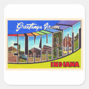Elkhart Indiana in  groot Briefkaart Vierkante Sticker