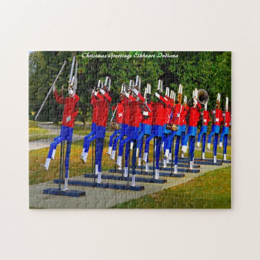 Elkhart Marching Band Indiana. Kerstgroeten Legpuzzel (Horizontaal)