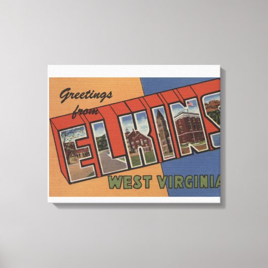 Elkins, West Virginia - Grote Letter-scènes Canvas Afdruk (Voorkant)