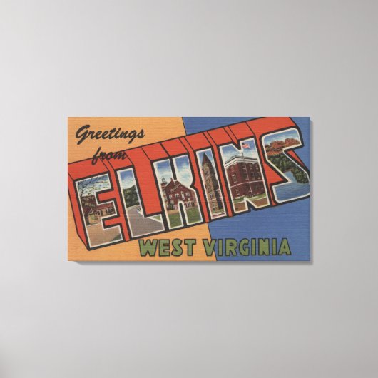Elkins, West Virginia - Grote Letter-scènes Canvas Afdruk (Voorkant)