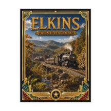 Elkins West Virginia Vintage Art Deco Gouden Tijdp