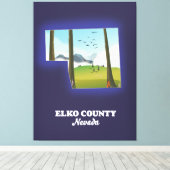 Elko County Nevada-kaart Canvas Afdruk (Insitu (Houten vloer))