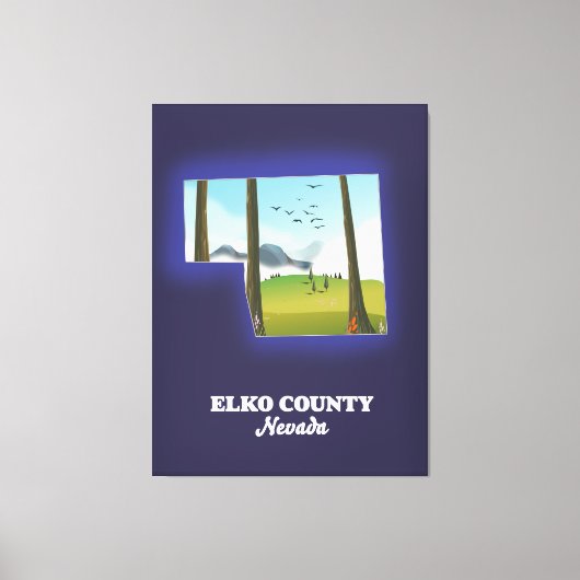 Elko County Nevada-kaart Canvas Afdruk (Voorkant)