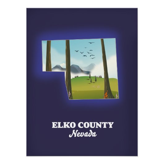 Elko County Nevada-kaart Perfect Poster (Voorkant)