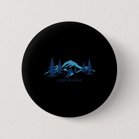 Elko Nevada Ski Resort Skiër Ronde Button 5,7 Cm (Voorkant)