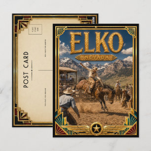 Elko Nevada Vintage Art Deco Gouden Tijdperk Briefkaart