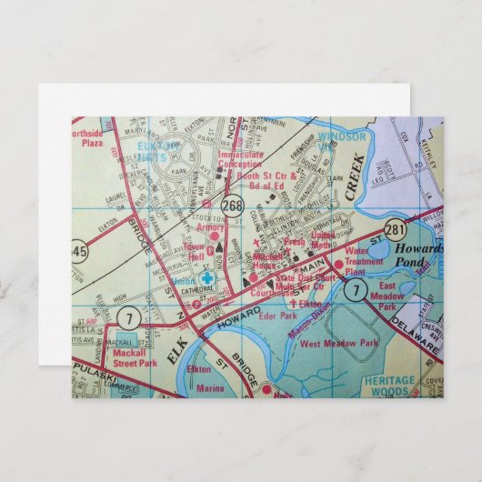 ELKTON, MD  Map Briefkaart (Voorkant / Achterkant)