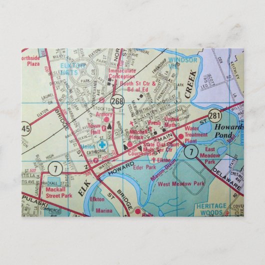 ELKTON, MD  Map Briefkaart (Voorkant)