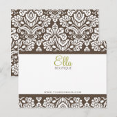 Ella #1 bruine Damask Chic Bow-kaart Briefkaart (Voorkant / Achterkant)