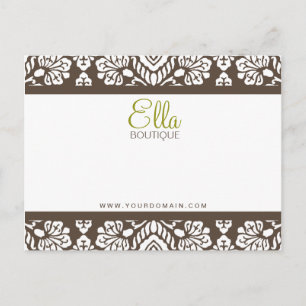 Ella #1 bruine Damask Chic Bow-kaart Briefkaart