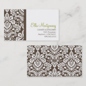 Ella #2 Chic Brown Damask Visitekaartjes (Voorkant / Achterkant)