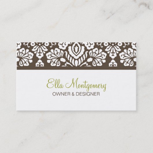 Ella #3 Bruin Damask Chic Visitekaartje (Voorkant)
