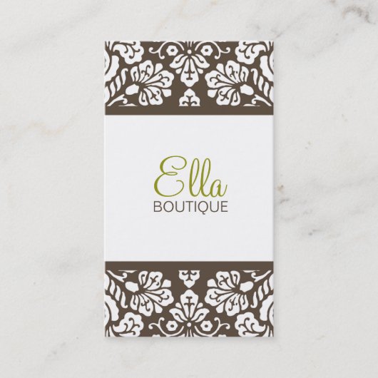 Ella #4 Bruin Damask Chic Visitekaartje (Voorkant)