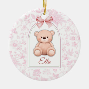 Ella Aangepaste Roze Teddybeer Nursery Design Keramisch Ornament