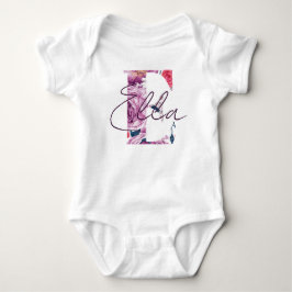 Ella Baby Naam Bloem Script  Floral E Romper