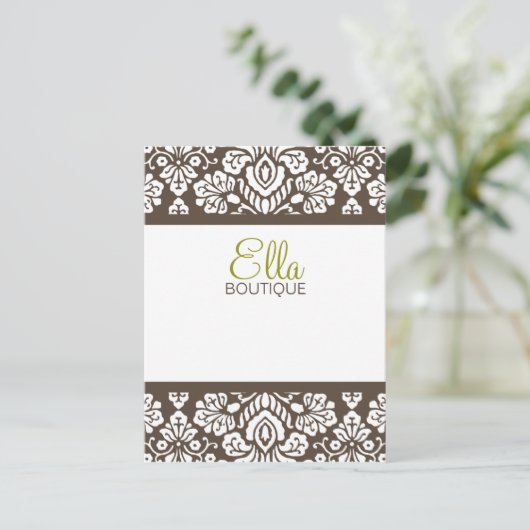 Ella Brown Damask Chic Briefkaart Verticaal (Staand voorkant)