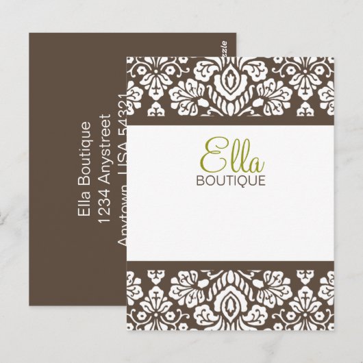 Ella Brown Damask Chic Briefkaart Verticaal (Voorkant / Achterkant)