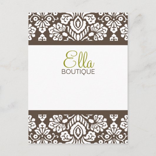 Ella Brown Damask Chic Briefkaart Verticaal (Voorkant)