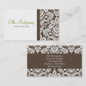 Ella Brown Damask Chic Visitekaartje (Voorkant / Achterkant)