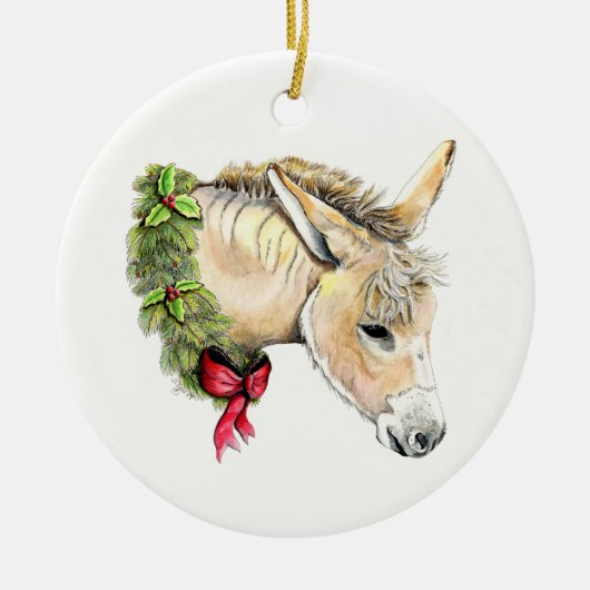 Ella de Kerst-ezel Keramisch Ornament (Voorkant)